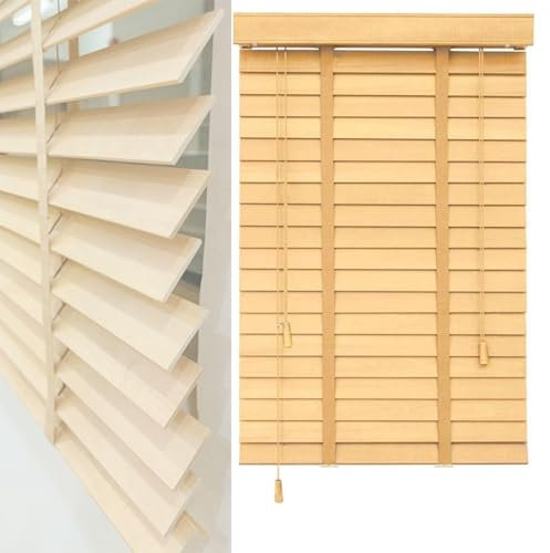 SAOGERUL Stores en Bois Massif pour fenêtres, 50/60/80/90/100/110/120/140/160 cm, Stores occultants/isolants, Rideaux horizontaux en Bois, Volets Respirants, L × H - 100 x 180 cm