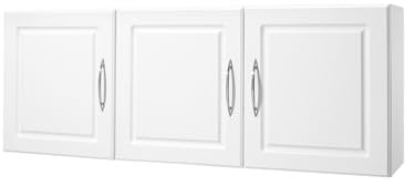 VEVOR Armario de Pared para Lavandería 31,6 x 137,2 x 51,6 cm Armario Colgante de 2 Niveles con 3 Puertas, Organizador de Armario con Estante Ajustable para Cocina, Garaje, Lavandería, Blanco