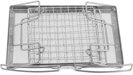 Luxshiny Rack de grillé Portable Stand de feu de Camp Flipper pour Barbecue Accessoires pour rôtissoire à Hot-Dog Batteur pour Barbecue Flipper à Steak Acier Inoxydable