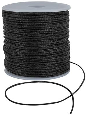 Cordoncino cerato da 1 mm, per la realizzazione di braccialetti e collane, resistente macramè, fili di scoobies e collane in pelle, perfetto per braccialetti e braccialetti dell'amicizia (nero, 5)