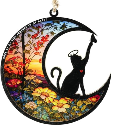 Jrudjsnhhty Angel Cat Personalized Commemorative Light Catcher, Window Hanging Light Catcher