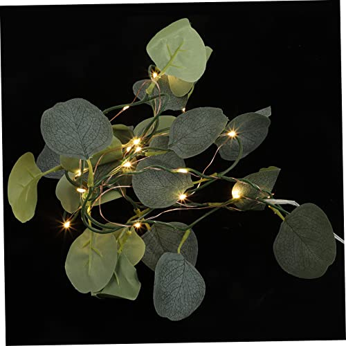 VALICLUD Grün Eukalyptusgirlande mit Lichterkette PVC, 20 Leds für Türen | Kunststoff und Kupferdraht, Ip44, 3 Stück Aa, Dekorativ für Thanksgiving und Weihnachten