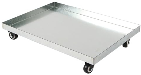Auffangwanne aus Edelstahl, Ölauffangwanne, Auffangwanne für Waschmaschinen, Wasserschale für Pflanzen für den Boden mit Universalrädern, Geschirrspüler Gestellwagen(80x70cm)