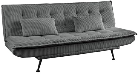Riess Ambiente Modernes Schlafsofa Jazz - 190cm - grau - Cord 3-Sitzer Couch