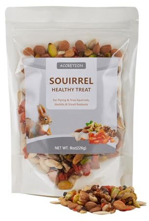 Accretion Nut & Seed Snack Mix for Pet Squirrels, 8 oz All-Natural Blend with Pistachios, Almonds, Walnuts, Pumpkin Seeds, Carrot, Supports Foraging for Small Rodents