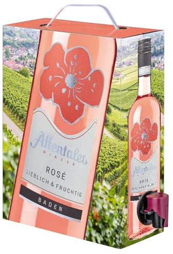 Affentaler 3 L Wein Box Spätburgunder Rosé lieblich & fruchtig – Bag in Box 3 Liter – Frischer Rosewein für Party, Tasting – Wein Geschenk Set für Geburtstag, Camping, Festival, Spargel