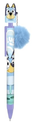 My sweety pop Bluey-Kugelschreiber mit Bommel, weich, Schreibzubehör | Für Kinder und Schule, offizielles Bluey-Schreibpapier für Mädchen und Jungen
