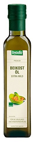 Byodo Baby Öl 250ml für Beikost ab 5. Monat - Bio Vegan, Reich an Omega-3 & Omega-6, Lichtschutz Weißblechdose, Durch Schonende Kaltpressung Gewonnen, Ideal für Selbstgemachte Babybreie