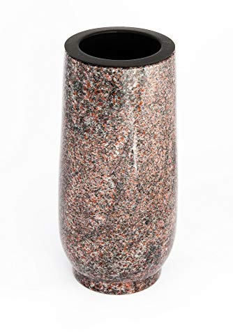 Afterglow Stilvolle Grabvase Classic aus echtem Granit Paradiso Höhe 20 cm/Ø 10 cm Grabschmuck wetterfest frostsicher Granitvase mit Kunststoffeinsatz Friedhofsvase