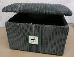 mm08enn X Large Beautiful Soft Jumbo Cord Fabric Storage Box/Pouffe/Footstool Charcoal Jumbo Cord