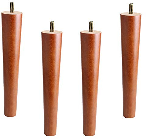 4Pcs Gummiholz Möbelfüße Möbelbeine,Massivholz Sofa Beine,Küchentisch Füße,SchränkeFusse,Bett Beine,Geeignet Für Frühstück Bar,Kaffetisch,Mit M8 Gewindestange und Schraube,Nussbaum(straight30cm)