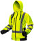 NEO TOOLS Herren Sicherheitsjacke mit reflektierenden Streifen, Warnschutzjacke mit Kapuze, Stehkragen, Innenfutter Fleece, Pulli Berufsjacke Warnjacke Langarm, neon gelb, Gr.XL