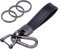 wisdompro Porte-clés de voiture en cuir véritable, porte-clés de voiture, sangle de porte-clés en cuir avec anneau en D anti-perte, porte-clés en cuir pour homme et femme – Noir (mousqueton)