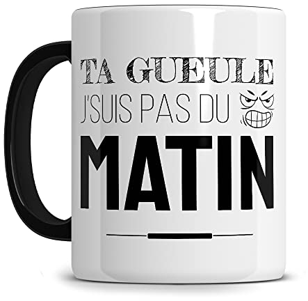 L'épicerie Chérie LES MÉCHANTS MUGS Cadeau humoristique, Cadeau Collègue Femme Homme Anniversaire Noël, Mug original et insolite avec Message Humoristique (Pas du matin)