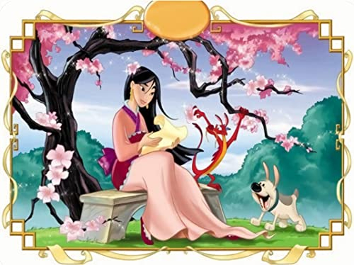 Grenric 5D DIY Mulan Diamant-Malerei-Set für Erwachsene und Kinder, Anime-Cartoon-Kreuzstich, voller runder Bohrer, Kristall-Strass-Stickerei, Bilder, Kunsthandwerk für Zuhause, Wanddekoration, 30,5 x