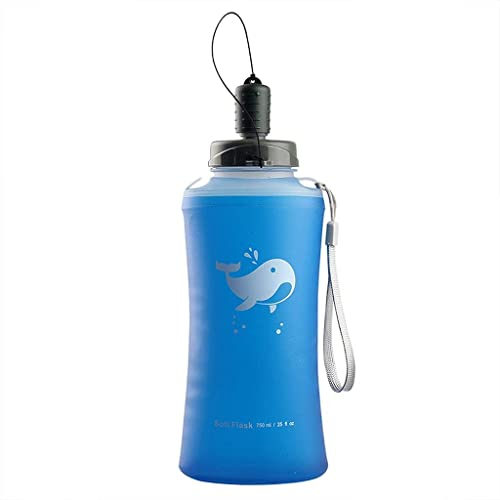 Trinkflasche Wasserflasche Zusammenklappbare Silikon-Wasserflasche, Tragbare Wasserflaschen Für Den Außenbereich Mit Waage Für Sport, Fitness/Klettern, 750 Ml/25 Oz Sportflasche ( Blue : A-Royal Blue