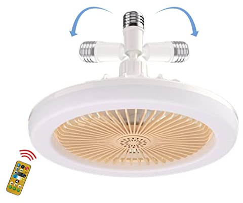 Eteslot Ventilator e27, Ventilator für lampenfassung, glühbirne mit Ventilator, deckenventilator e27 deckenventilator mit Beleuchtung und Fernbedienung leise, Ceiling Fans with LED Lights