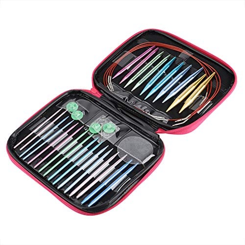 KnitPro-Nadel 21×18×3 austauschbares Nadelset buntes Aluminium-Rundstricknadel-Ringset für Heimwerkerarbeiten