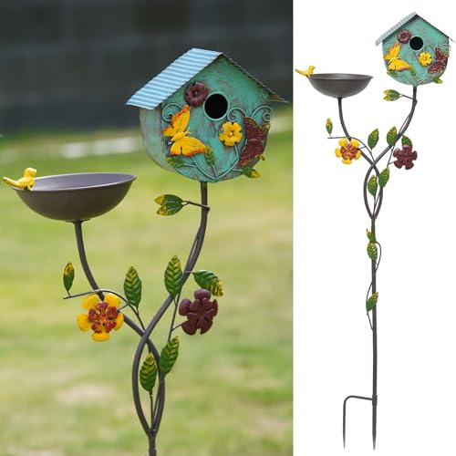 HLQMFHT 52 H Bird Baths for Outdoors,Metal Bird Bath Bowl,Bird Feeder Seed Tray,Birdhouses for Outdoors,Garden Yard Decor