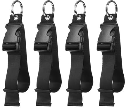 4 Stück Kofferband Reisegurte, Taschen Gepäckgurte, Verstellbarer Jacken Greifgurt, Jackenhalter Rucksack, Reisezubehör mit Metallschnalle für Rucksäcke Koffer Taschen Schwarz