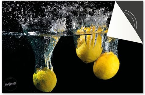 Induktionsschutz von Dietrix - Schutzmatte 90x52cm - Splash Zitronen - Base - Für Induktionskochfeld/Induktionsherd - Herdabdeckung Ceranfeld - Helle Unterseite - Herdabdeckplatte