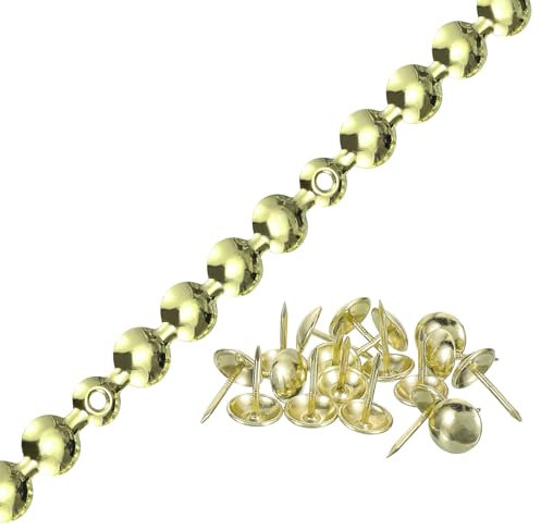 QUARKZMAN Tiras de Clavos para Tapicería, 1 Metro de Adornos de Clavos Decorativos Brillantes para Sofá, Cabecero, Silla, Muebles con Clavos para Tapicería (11Mm Dorado).