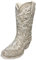 Cowgirl-Stiefel-Blumenvase, 22,9 cm hoch, antikes weißes Finish mit aufwendigen Lederdetails, dekorativ, Western-Cowboy, modern, rustikales Dekor