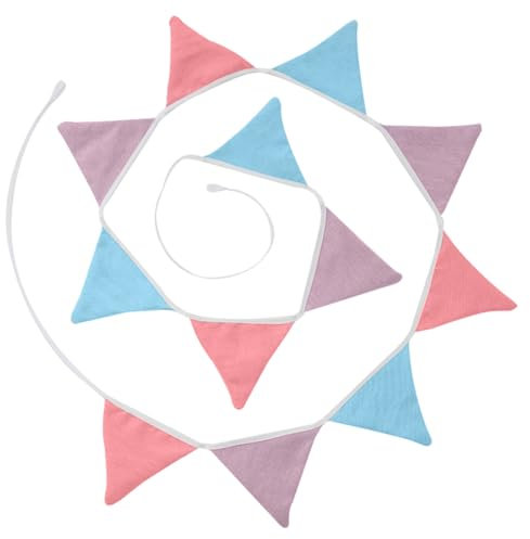 YIMVUNZ Banderines Decorativos, 180 cm Banderines de Tela Guirnalda de Banderine Infantiles, Muselina de Algodón, Decoración Para Cama de Casa Para niñas y Niños
