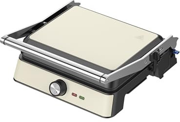 Westinghouse Retro Kontaktgrill mit 180°-Öffnung, Sandwichmaker mit Cool-Touch Griff & Höhenverstellung, Antihaftbeschichteter Panini Grill, Fettfreies Grillen von Sandwich, Toast, Steak, Weiß