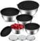 Pavlleen 5er Edelstahl Schüssel mit Deckel und Drei Reiben, Rührschüssel mit Deckel Spritzschutz, Edelstahlschalen-Set Für Mischen, Rühren, Backen, Kochen und Servieren, Spülmaschinenfest, Stapelbar