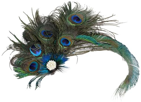 Fascinator für Damen im Stil der 1920er-Jahre, Pfauenfeder-Fascinator, Haarnadel, ethnischer Karneval, Kopfbedeckung