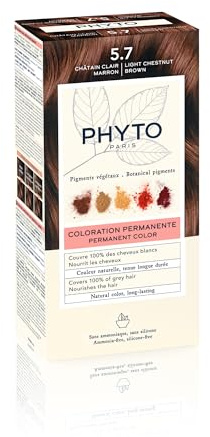 Phyto Color Kit 5.7 Castano Chiaro Tabacco Colorazione Permanente senza Ammoniaca, 100% Copertura Capelli Bianchi (Confezione da 2)