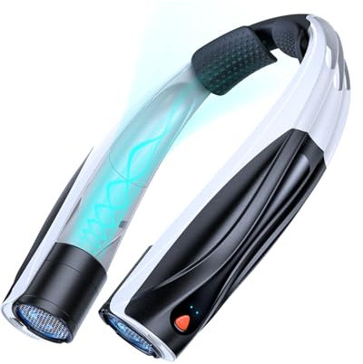 Portable Neck Fan with 6 Powerful Speeds, 6000mAh Rechargeable 20Hrs Battery Life Wearable Hands-Free Hair-Friendly Cooling, Patented Vertical Airflow Personal Fans for Women Men Office Travel - Black