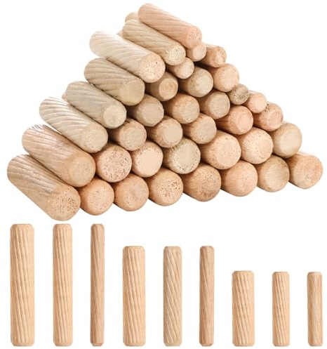 235 Stück Holzdübel Sortiert, Dübel Holz Holzdübel Set 6mm 8mm 10mm, Holzstopfen Dübelstangen, Riffeldübel Holz Dübelstifte, Holzstifte Dübel Set für Möbel Holzbearbeitung Basteln Heimwerken Handbuch