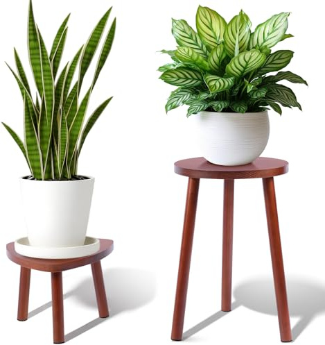 Yedcxup Blumenständer Holz 2er-Set, Pflanzenständer für den Innenbereich | Blumenhocker Hocker Pflanzentische, Mehrzweck Nachttisch Beistelltisch, für Balkon Garten Wohnzimmer Deko