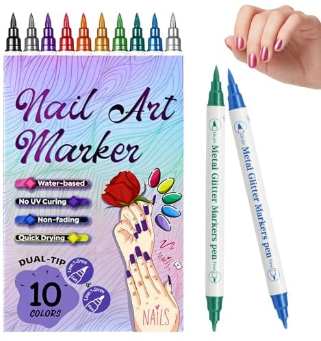 KUIRUNRX® 3D Nagelkunststift Set, 10 Farben Nagellackstifte, Graffiti-Punktierungsstift für DIY Nagelkunst, Schönheit, Schmuck, Nagelpunktierwerkzeuge für Weihnachten
