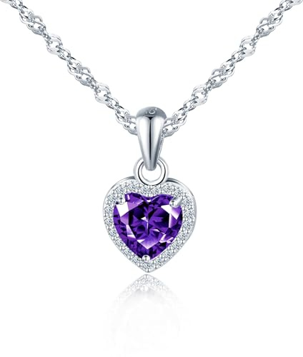MicLee Collana in argento Sterling 925 con pietre preziose per donne scintillanti con zirconi viola, elegante gioiello da sposa per feste di nozze