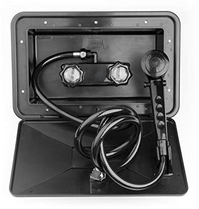 Dura Faucet DF-SA170-BK Kit de Douche extérieur résistant aux intempéries pour Camping-Car – Serrure et clé (Noir)