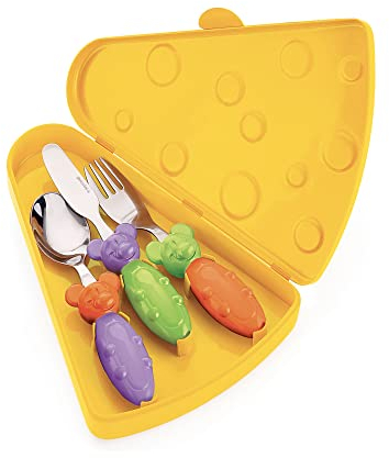 Fratelli Guzzini Bimbi Set 3 Posatine con Custodia Tip Top Tap, ABS/PP 304 18/10, Stainless Steel AISI 410 (Knife), Multicolore, 0.02x21x3.6 cm, 3 unità