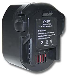 vhbw 1x Batterie Compatible avec AEG BSB 12 STX, BSB 12 G, BS 12 G, B1220R, B1215R, B1214G, BSS 12 RW Outil électrique (3300 mAh, NiMH, 12 V) - Remplacement pour 0700 980 320