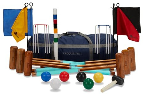 Ubergames Europe Hochwertiges Croquet/Krocket Set ECO Hartholz, 6 Personen - Croquet aus England - Hartholz - Outdoorspiel - Sport Spiel Weltmeister - Nr 1