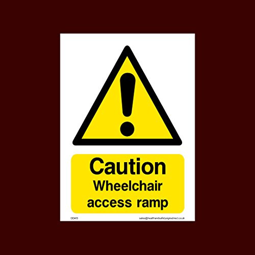 USSP&S Caution Wheelchair access ramp Sticker/Self Adhesive Sign - Fire, Disabled, Wheelchair, Ramp, Parking, Emergency - (DDA13)