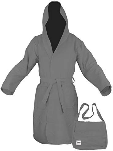 Tex family - Accappatoio in Microfibra PODDY | Ideale per Sport, Assorbe 5X Più, Leggero e di Facile Manutenzione | Grigio, XL, Microfibra