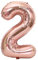 Tellpet Rose Gold Number 2 Balloon, 40 Inch