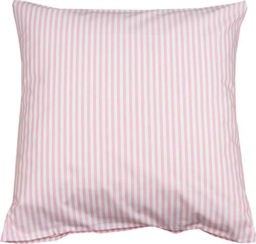Lorena Mako Batist Kissen Bezug Basel Mini Streifen Rosa, 40x80cm, 100% Baumwolle