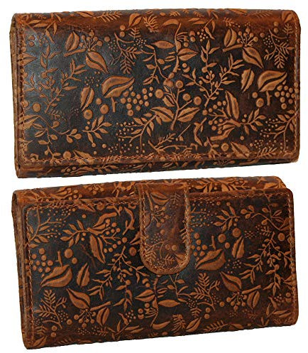 Hill Burry XXL RFID Grosse Geldbörse Geldbeutel Geldtasche Portmonee Leder Frauen Damen braun