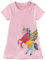 Baogaier Kleider Mädchen Einhorn Pailletten Streifen Kleid Kurzarm Baumwolle Kinder Sommerkleid Freizeit Stickerei Sommer T-Shirt Kleid Gr. 112-116, Alter 5-6 Jahre, Rosa