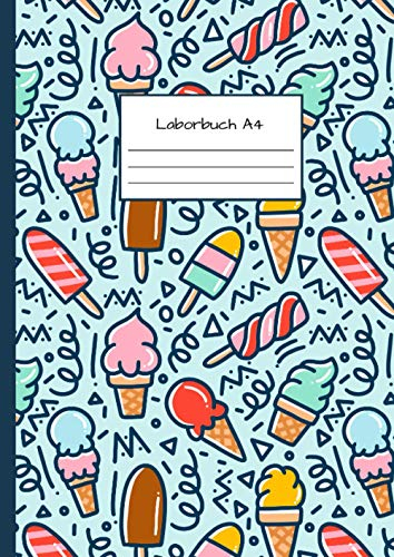 Laborbuch A4: Notizbuch DIN A4 - Kladde kariert 5 mm - 110 Seiten - Notizheft, Tagebuch, Schreibbuch - Eiscreme
