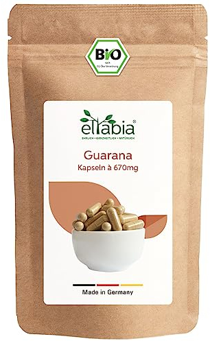 Bio Guarana Kapseln 100 Stück aus Brasilien | Hochdosiert 4020mg Tagesdosis | Natürliches Koffein in Premium Rohkost-Qualität als Kaffee Ersatz | 100% rein und ohne Zusätze