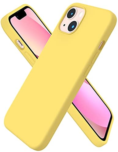 ORNARTO für iPhone 13 Silikon Case 6,1, Hülle Ultra Dünne Voller Schutz Flüssig Silikon Handyhülle Schutz für iPhone 13(2021) 6,1 Zoll-Zitronengelb